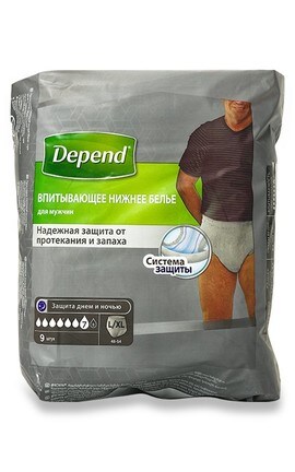 DEPEND-Поглинаюча нижня білизна Depend чоловічий розмір L/XL 9 шт-5029053560748-
