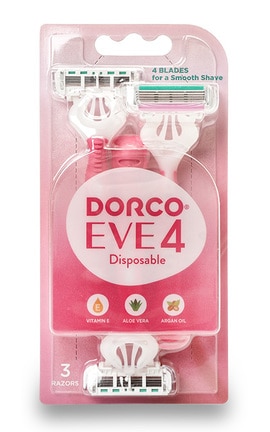 DORCO-Одноразовий станок для гоління Dorco Eve 4 леза жіноча 3 шт-8801038584485-