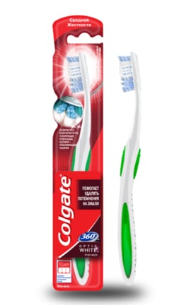 COLGATE-Зубная щетка отбеливающая Colgate 360 ​​Optic White средней жесткости 1 шт-6001067017332-