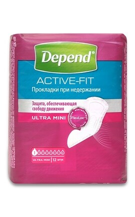 DEPEND-Урологічні прокладки Depend Active-Fit Ultra Mini 12 шт-5029053547916-