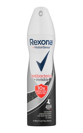 REXONA-Дезодорант-спрей Rexona Антибактеріальний Невидимий на чорному та білому 150 мл-8712561249072-