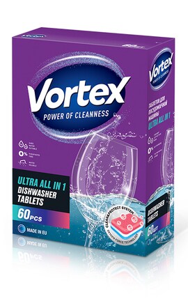VORTEX-Таблетки для посудомийної машини без фосфатів Vortex 60 шт-4823071618600-