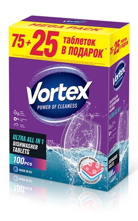 VORTEX-Таблетки для посудомийної машини Vortex all in 1 100 шт-4823071623093-