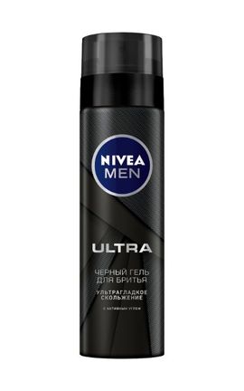 NIVEA-Гель для бритья Nivea Men Ultra с активным углем ультрагладкое скольжение 200 мл-4005900516350-