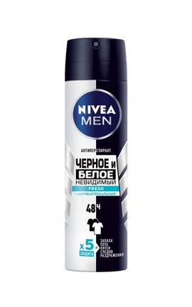 NIVEA-Дезодорант для тіла Nivea Men Чорне і Біле Невидимий Fresh спрей-антиперспірант антибактеріальний ефект 150 мл-4005900379313-
