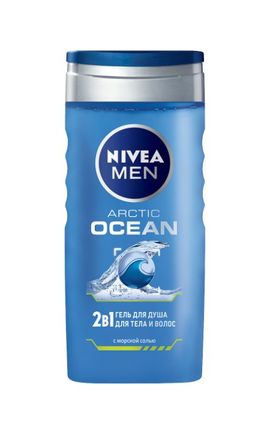 NIVEA-Гель для душа Nivea Men Arctic OCEAN мужской для тела и волос с морской солью 250 мл-4005900654250-