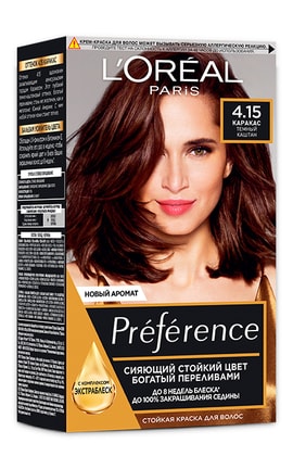 PREFERENCE-Краска для волос L’Oreal Paris Preference 4.15 каракас темный каштан 1 шт-3600010013389-