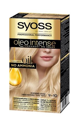 OLEO INTENSE-Краска для волос стойкая без аммиака Syoss Oleo Intense тон 9-10 яркий блонд 115 мл-9000100814379-