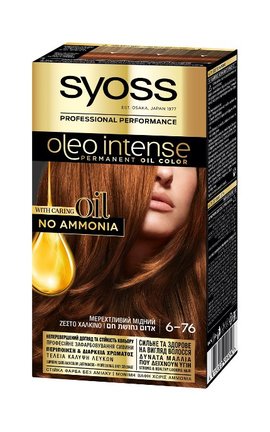 OLEO INTENSE-Краска для волос стойкая без аммиака Syoss Oleo Intense тон 6-76 мерцающий медный 115 мл-9000100814553-