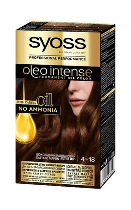 OLEO INTENSE-Краска для волос стойкая без аммиака Syoss Oleo Intense тон 4-18 шоколадный каштановый 115 мл-9000100815000-