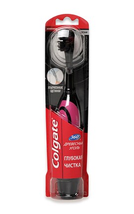COLGATE-Зубная щетка Электрическая Colgate 360 ​​Деревянный уголь 1 шт-4606144006548-