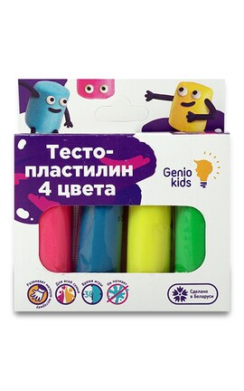 GENIO KIDS ART-Набір дитячий Genio Kids Тісто-пластилін 4 кольори 1 шт-4814723005800-