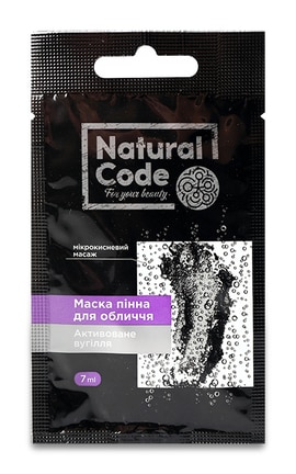NATURAL CODE-Маска пінна для обличчя Natural Code Активоване вугілля 7 мл-4820185222723-