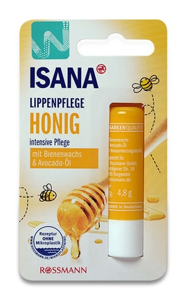 ISANA-Гигиеническая помада Isana Rossmann Honey С пчелиным воском и маслом авокадо 4,8 г-42360070-
