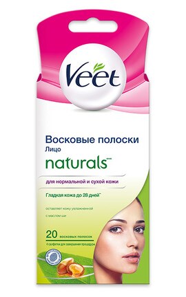 VEET-Восковые полоски для тела Veet Naturals для нормальной и сухой кожи 20 шт-4607109407349-