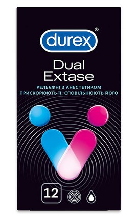 DUREX-Презервативы латексные Durex Dual Extase С силиконовой смазкой 12 шт-5052197053432-