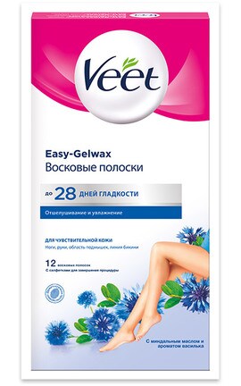 VEET-Восковые полоски женские Veet Easy-Gelwax для чувствительной кожи 12 шт-4680012390953-