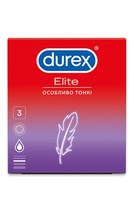 DUREX-Презервативы латексные Durex Elite Тонкие с дополнительной смазкой 3 шт-5010232954236-