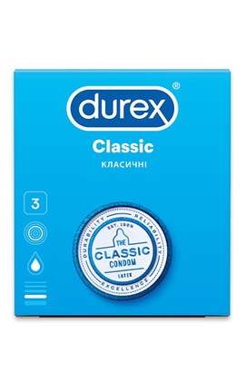 DUREX-Презервативы латексные Durex Classic с дополнительной смазкой 3 шт-5010232954250-