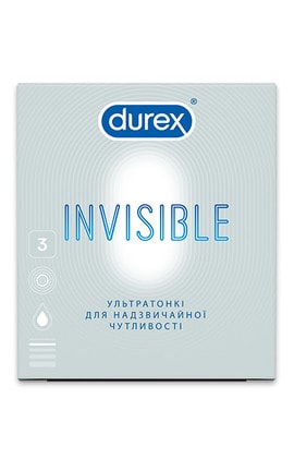 DUREX-Презервативи латексні зі змазкою Durex Invisible ультратонкі 3 шт-5052197049589-