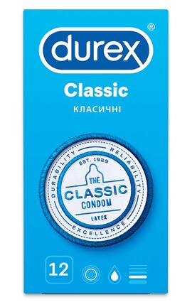 DUREX-Презервативы латексные Durex Classic Со смазкой 12 шт-5010232954243-