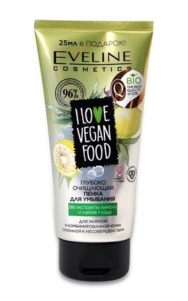 EVELINE-Пенка для умывания Eveline Cosmetics I love vegan food Глубоко Очищающая 175 мл-5903416009276-