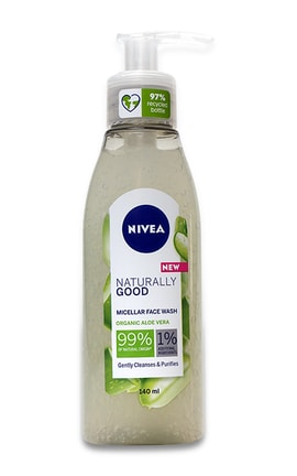 NIVEA-Гель для умывания мицеллярный Nivea Naturally Good Organic Aloe Vera 140 мл-4005900897954-