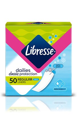 LIBRESSE-Прокладки женские ежедневные Libresse Classic Deo 50 шт-7322540261455-