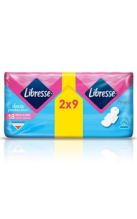 LIBRESSE-Прокладки женские гигиенические Libresse Classic protection regular 18 шт-7322541233604-