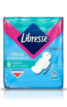 LIBRESSE-Прокладки жіночі гігієнічні Libresse Classic protection long 8 шт-7322541233512-