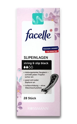FACELLE-Прокладки женские ежедневные Facelle String&Slip черные 28 шт-4305615467290-