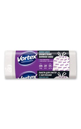 VORTEX-Пакет для сміття з затяжкою Vortex 40 л 20 шт -4823071640434-