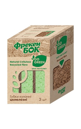 ФРЕКЕН БОК-Губка кухонная целлюлозна Фрекен Бок Go Green 3 шт-4823071642384-