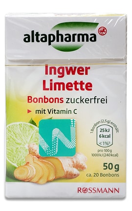 ALTAPHARMA-Леденцы с имбирем и лаймом Altapharma 50 г-4305615615653-