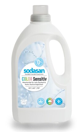 SODASAN-Средство для стирки для детского белья Sodasan Color Sensitiv для цветных и белых вещей для чувствительной кожи и 1,5 л.-4019886015301-