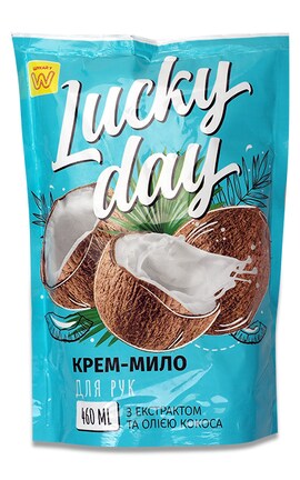 LUCKY DAY-Крем-мыло для рук Lucky Day Sensitive с экстрактом и маслом кокоса 460 мл-4820026153902-