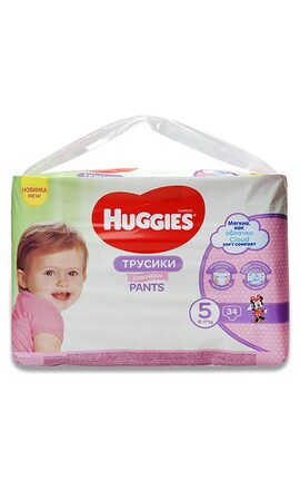 HUGGIES-Подгузники-трусики детские Huggies Pants для девочек 5 размер 13-17 кг 34 шт-5029053564272-