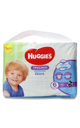 HUGGIES-Подгузники-трусики гигиенические Huggies Pants размер 6 для мальчиков 15-25 кг мягкая упаковка 30 шт-5029053564302-