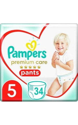 PAMPERS-Подгузники-трусики детские Pampers Premium Care Pants размер 5 12-17 кг 34 шт-8001090759870-