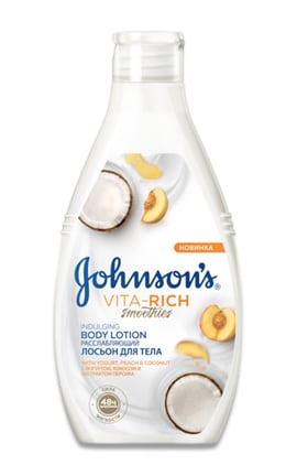 JOHNSON'S-Лосьйон для тіла Vita-Rich Смузі з йогуртом, кокосом та екстрактом персика з оліями Мигдалю та Ши 250 мл-3574661385181-