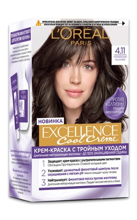 EXCELLENCE-Крем-краска для волос L'Oréal Paris Excellence Cool Creme тон 4.11 1 шт-3600524094126-