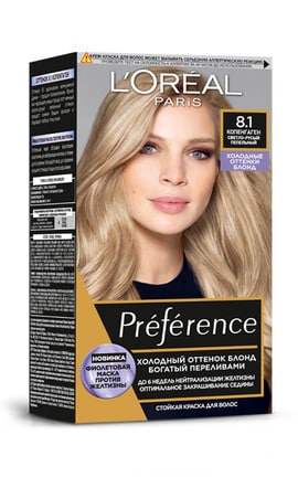 PREFERENCE-Краска для волос L’Oreal Paris Preference 8.1 Копенгаген светло-русый пепельный 1 шт-3600523948536-