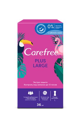 CAREFREE-Прокладки женские ежедневные Carefree Large Plus 36 шт-3574661604787-