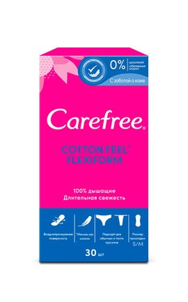 CAREFREE-Прокладки жіночі щоденні Carefree Flexiform Повітропроникні 30 шт-3574661565033-