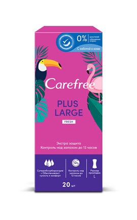 CAREFREE-Прокладки жіночі щоденнi Carefree Large plus Fresh 20 шт-3574661606231-