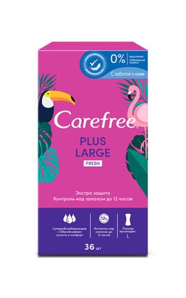 CAREFREE-Прокладки женские ежедневные Carefree Large Plus Fresh 36 шт-3574661604770-