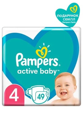 PAMPERS-Підгузки дитячі Pampers Active Baby розмір 4 9-14 кг 49 шт-8001090949851-