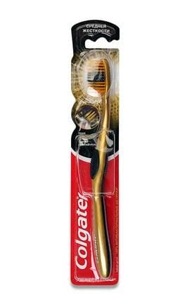COLGATE-Зубная щетка Colgate 360 ​​Золотая с древесным углем средней жесткости 1 шт.-8718951071407-