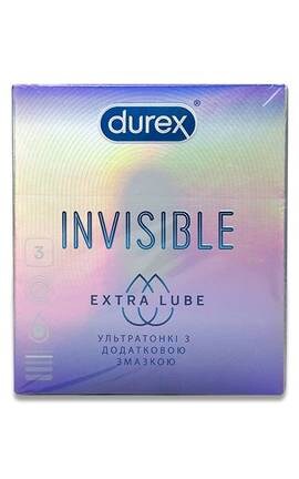DUREX-Презервативи латексні Durex Ivisible Extra Lube з силіконовою змазкою 3 шт-5052197057058-