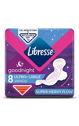 LIBRESSE-Прокладки жіночі гігієнічні Libresse Ultra Goodnight Large нічні 8 шт-7322540960235-